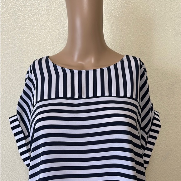 Christopher & Banks Navy and White Striped Women's Top - Picture 2 of 7